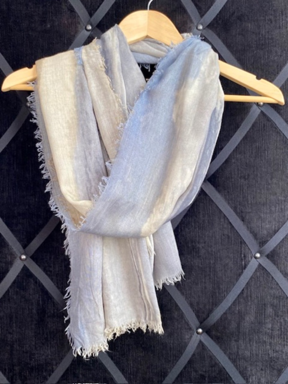 Watercolor Cotton Blend Scarf w/ Shades of Blue, Cream, and Soft Pink